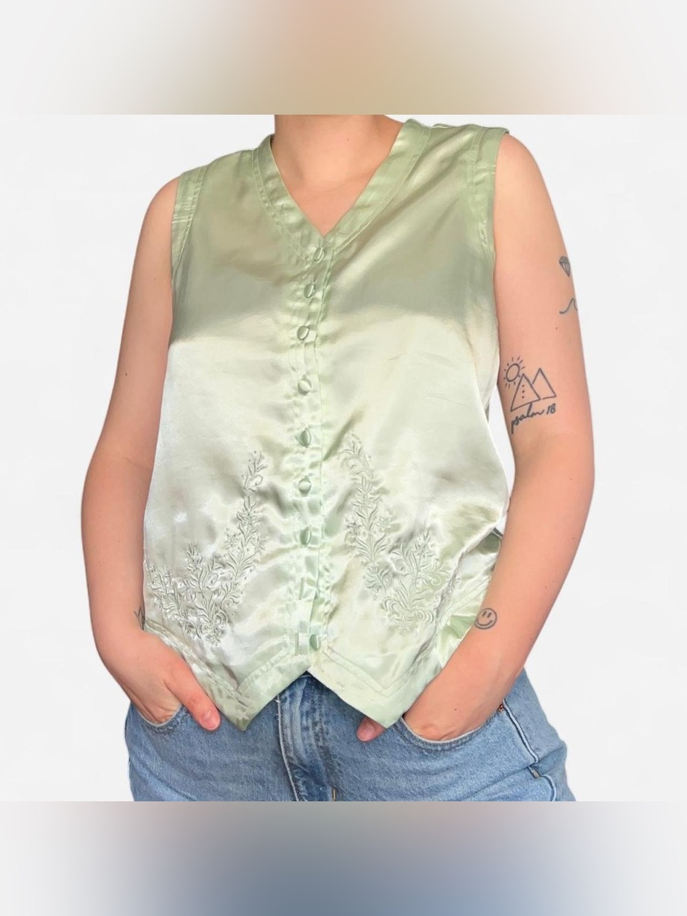 Vintage green satin vest